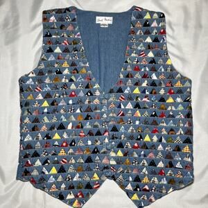 Vintage Soul Mates XL Multicolored Lattice Vest Waistcoat 90s Patchwork Baubles